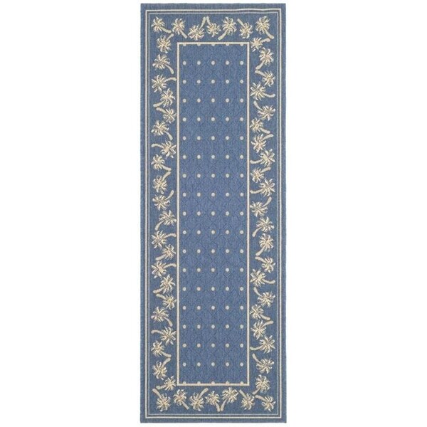 Safavieh 2 Ft. -7 In. X 5 Ft. Small Rectangle Indoor-Outdoor Courtyard- Blue And Ivory- Machine Made Rug - CY5148C-3