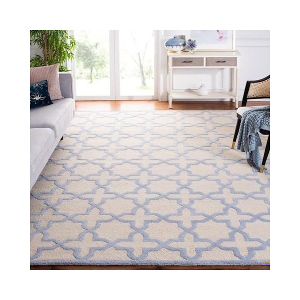 Safavieh Cambridge Hand Tufted Round RugIvory & Light Blue 6 x 6 ft. - CAM125F-6R