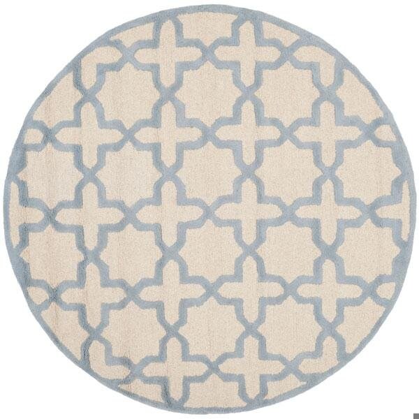 Safavieh Cambridge Hand Tufted Round RugIvory & Light Blue 6 x 6 ft. - CAM125F-6R