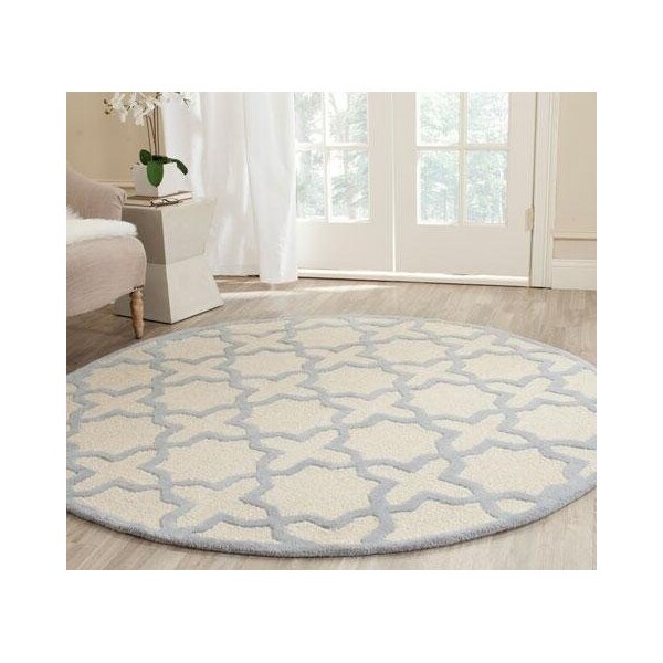 Safavieh Cambridge Hand Tufted Round RugIvory & Light Blue 6 x 6 ft. - CAM125F-6R