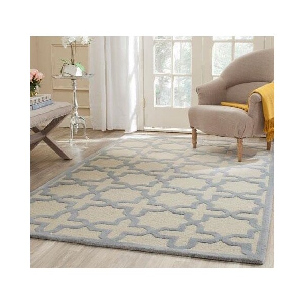 Safavieh Cambridge Hand Tufted Round RugIvory & Light Blue 6 x 6 ft. - CAM125F-6R