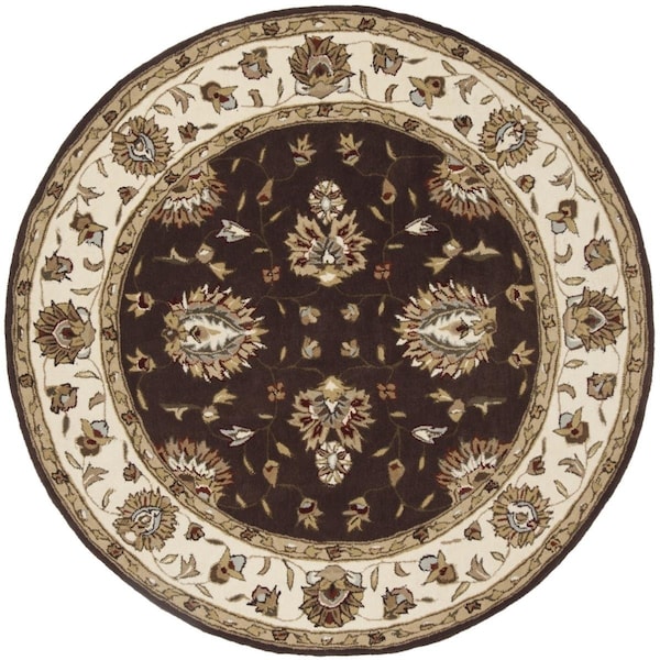 Safavieh 6 x 6 ft. Total Performance Hand Hooked Area RugBrown & Ivory - TLP416D-6R