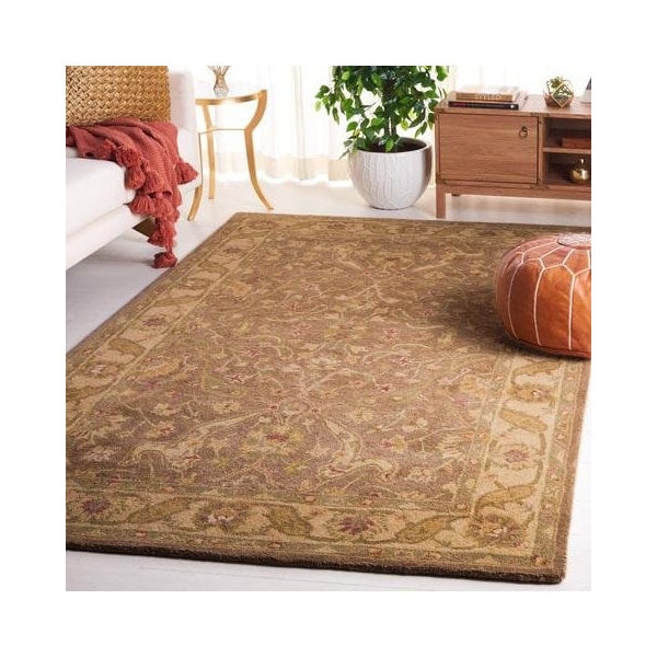 Safavieh 8 x 8 ft. Square Traditional Antiquity- Brown and Gold Hand Tufted Rug - AT311A-8SQ