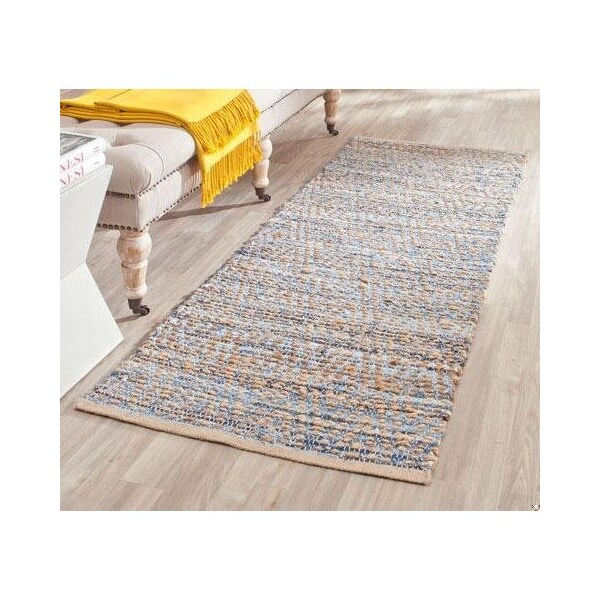 Safavieh Cape Cod Hand WOVEN Runner Rug- Natural - Blue- 2 ft. 3 in. x 8 ft. - CAP351A-28