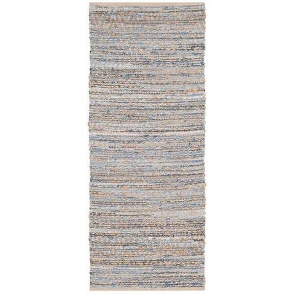 Safavieh Cape Cod Hand WOVEN Runner Rug- Natural - Blue- 2 ft. 3 in. x 8 ft. - CAP351A-28