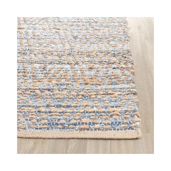 Safavieh Cape Cod Hand WOVEN Runner Rug- Natural - Blue- 2 ft. 3 in. x 8 ft. - CAP351A-28