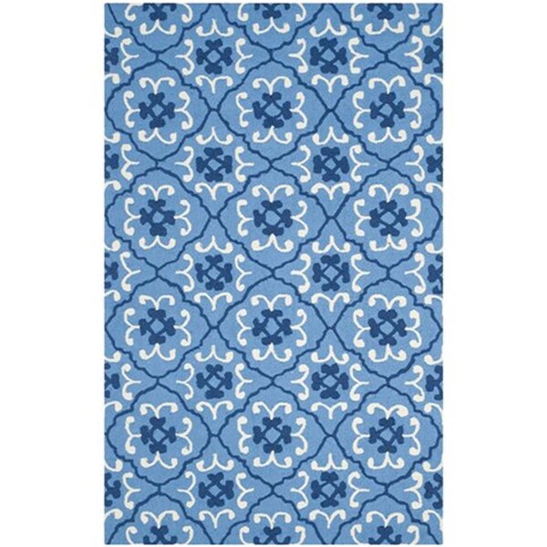 Safavieh Four Seasons Hand Hooked Rectangle Rug- Blue - Ivory- 3 ft. 6 in. x 5 ft. 6 in. - FRS234A-4