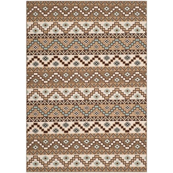 Safavieh 4 x 5 ft. 7 in. Rectangle Indoor and Outdoor Veranda Creme and Brown Accent Rug - VER095-0215-4