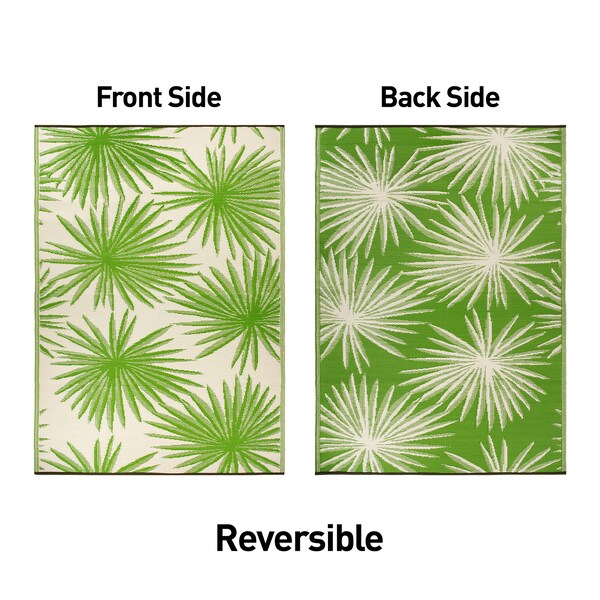 World Rug Gallery Floral Tropical Reversible Recycled Plastic 5' X 7' Green Outdoor Rug - 6075GREEN5X7