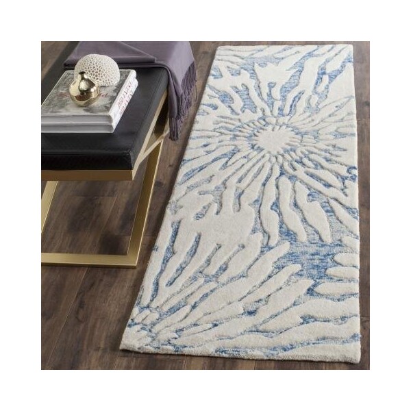 Safavieh Bella Hand Tufted Accent Area Rug, Dark Blue and Ivory - 2 ft.-6 in. x 4 ft. - BEL129B-24