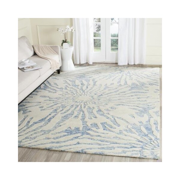 Safavieh Bella Hand Tufted Accent Area Rug, Dark Blue and Ivory - 2 ft.-6 in. x 4 ft. - BEL129B-24