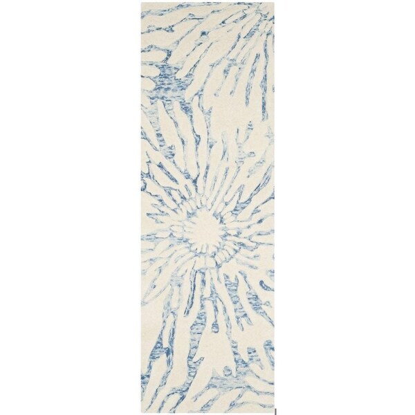 Safavieh Bella Hand Tufted Accent Area Rug, Dark Blue and Ivory - 2 ft.-6 in. x 4 ft. - BEL129B-24