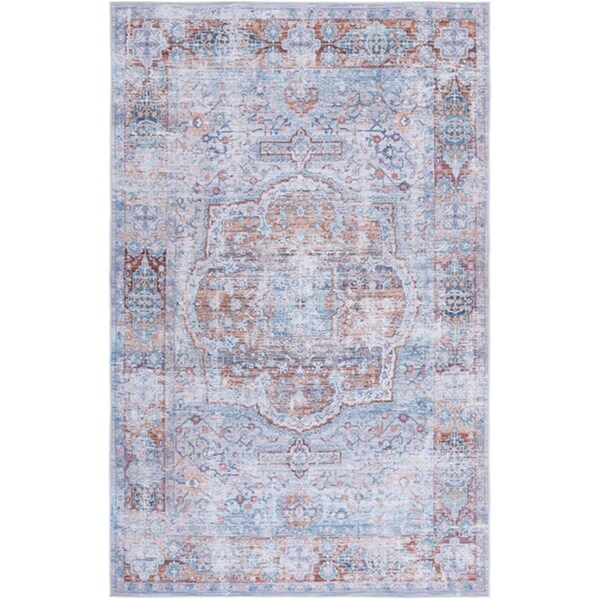 Safavieh 6 x 9 ft. Tucson Traditional Power Loomed Rectangle Rug; Beige & Rust - TSN145B-6