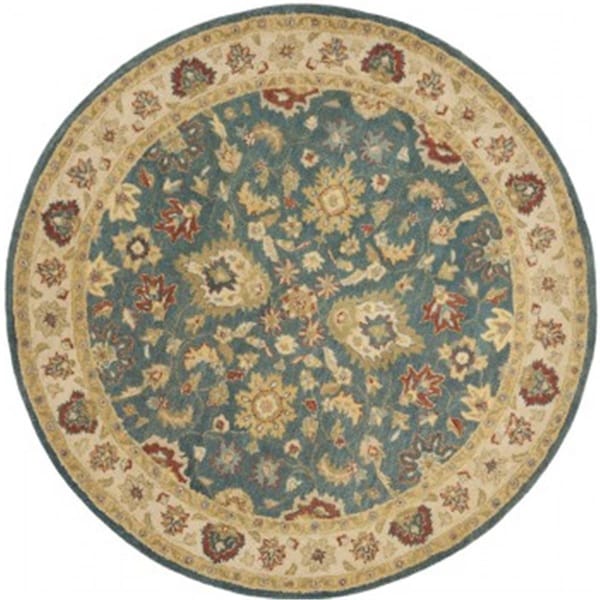 Safavieh 6 x 6 ft. Round Traditional Antiquity- Blue and Beige Hand Tufted Rug - AT15A-6R