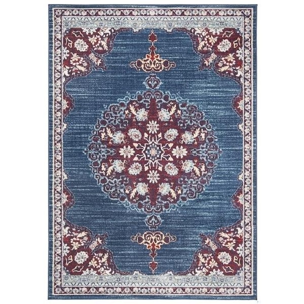 Safavieh 3 x 5 ft. Brentwood Power-Loomed Rectangle Rug Navy & Burgundy - BNT867P-3