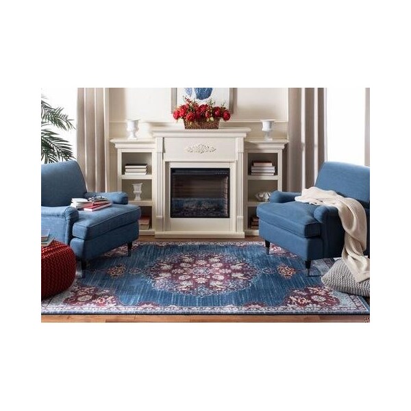 Safavieh 3 x 5 ft. Brentwood Power-Loomed Rectangle Rug Navy & Burgundy - BNT867P-3
