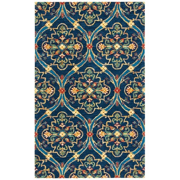 Safavieh 3 x 5 ft. Heritage Rectangle Area Rug Navy & Yellow - HG475N-3
