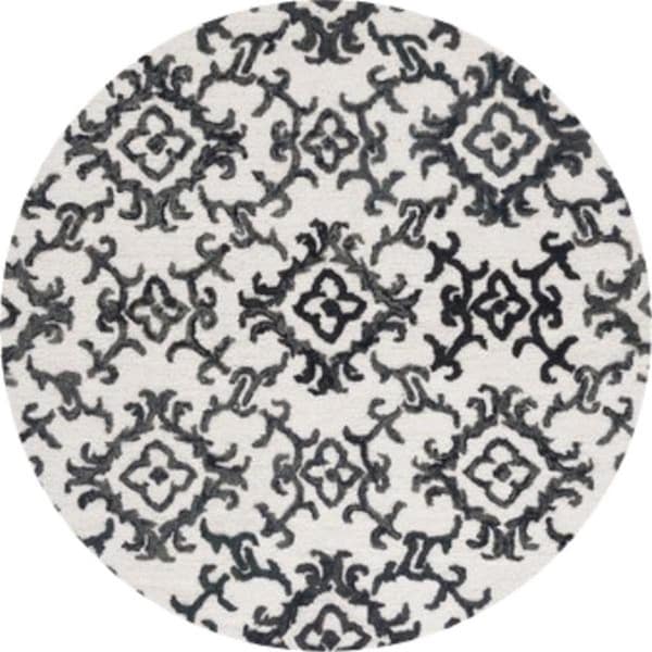 Safavieh 6 x 6 ft. Blossom Traditional Hand Tufted Round Rug; Ivory & Black - BLM104B-6R
