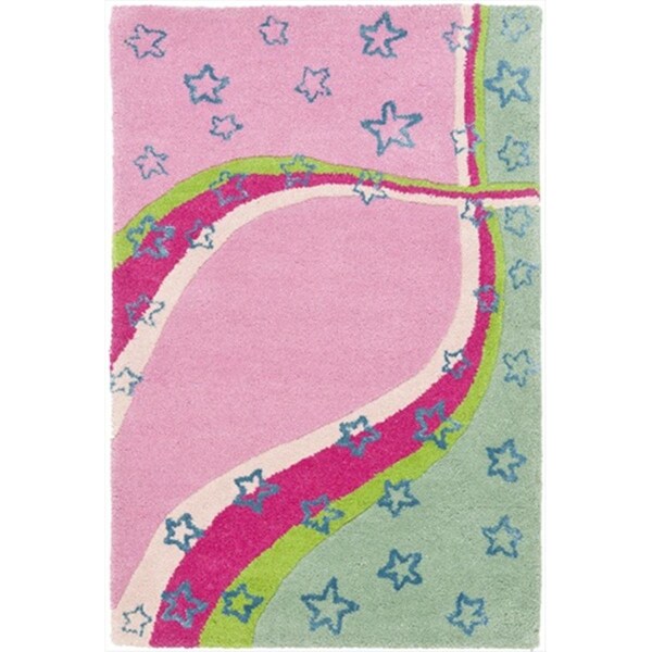Safavieh 3 x 5 ft. Small Rectangle Novelty Kids Green and Pink Hand Tufted Rug - SFK338A-3