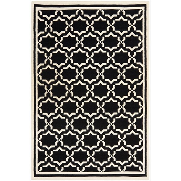 Safavieh 5 Ft. X 8 Ft. Medium Rectangle Contemporary Dhurries, Black And Ivory, Flatweave Rug - DHU545L-5
