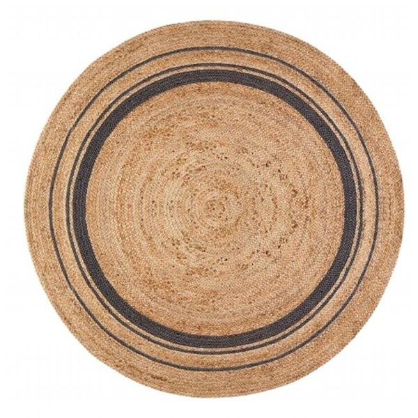 Anji Mountain Anji Mountain AMB0364-040R 4 ft. Round Kerala Mist Jute Hand Braided Rug - Tan; Gold & Blue - AMB0364-040R