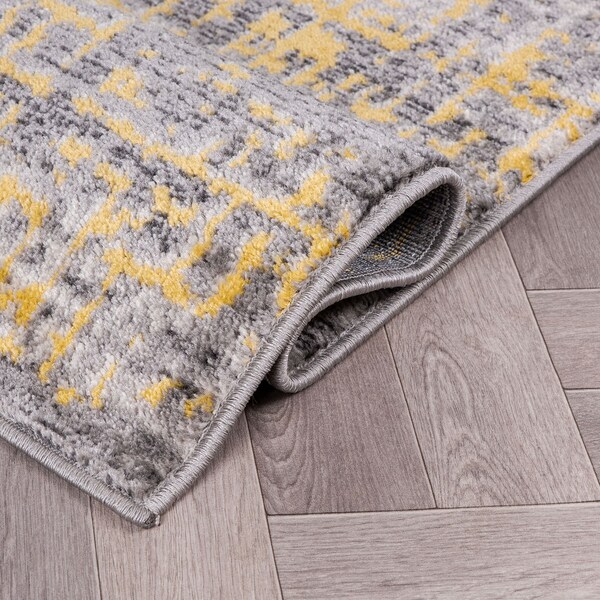 World Rug Gallery Distressed Abstract Design Non Shedding Soft Area Rug 7' 10 x 10' Yellow - 394YELLOW8X10