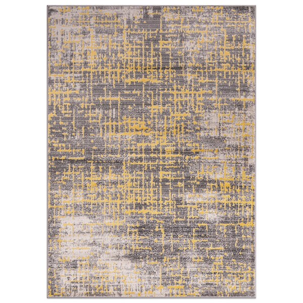World Rug Gallery Distressed Abstract Design Non Shedding Soft Area Rug 7' 10 x 10' Yellow - 394YELLOW8X10