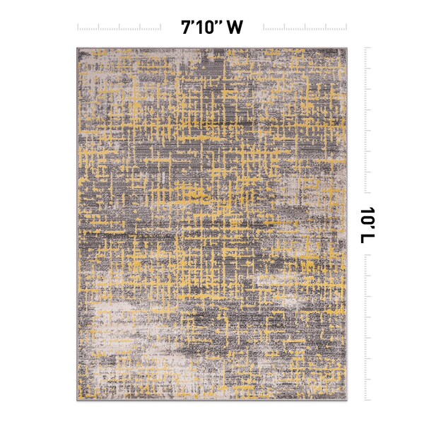 World Rug Gallery Distressed Abstract Design Non Shedding Soft Area Rug 7' 10 x 10' Yellow - 394YELLOW8X10