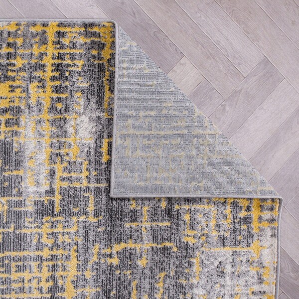 World Rug Gallery Distressed Abstract Design Non Shedding Soft Area Rug 7' 10 x 10' Yellow - 394YELLOW8X10