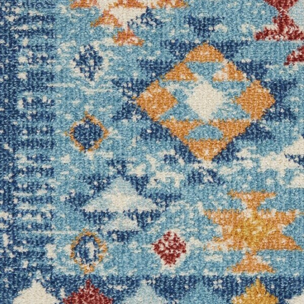Homeroots 2 x 8 ft. Blue & Multi Color Diamonds Runner Rug - 385807