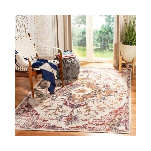 Safavieh 4 x 6 ft. Crystal Rectangle Power-Loomed Rug Light Blue & Burgundy - CRS501F-4