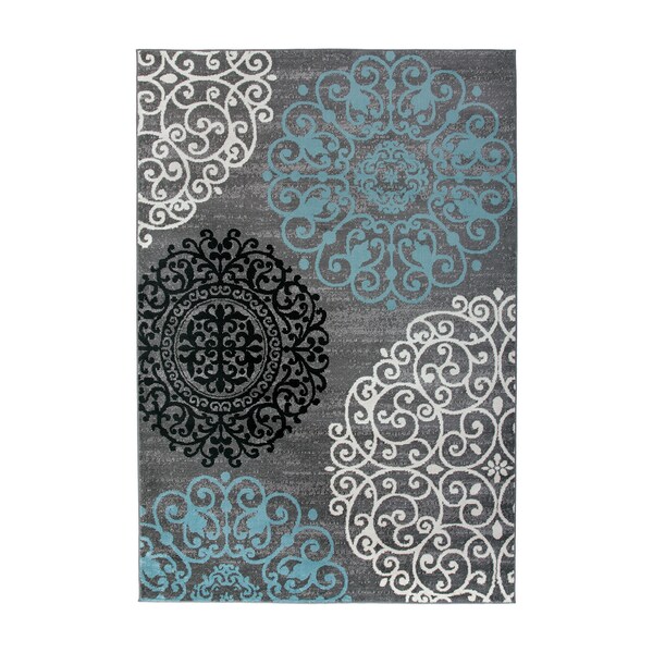 World Rug Gallery Contemporary Modern Floral Design Area Rug 8'8'' x 12' Gray - 303GRAY8X12