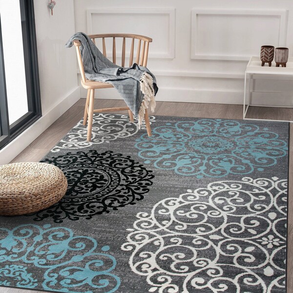 World Rug Gallery Contemporary Modern Floral Design Area Rug 8'8'' x 12' Gray - 303GRAY8X12