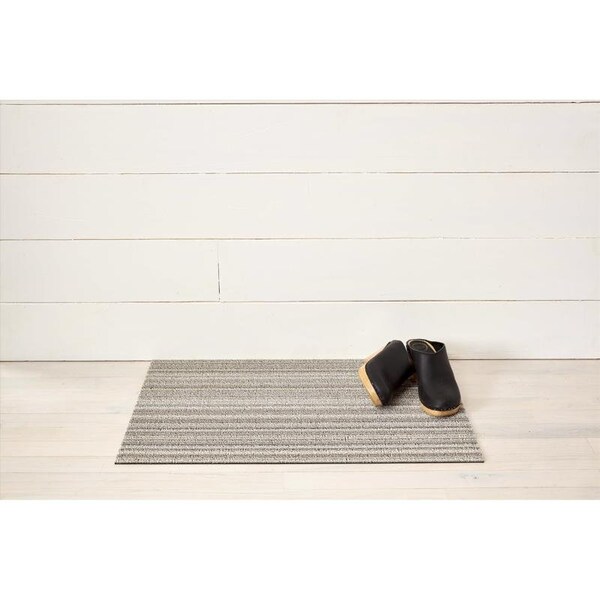 Chilewich Chilewich 18 in. W X 28 in. L Gray/White Skinny Stripe Polyester/Vinyl Door Mat - 200134-001