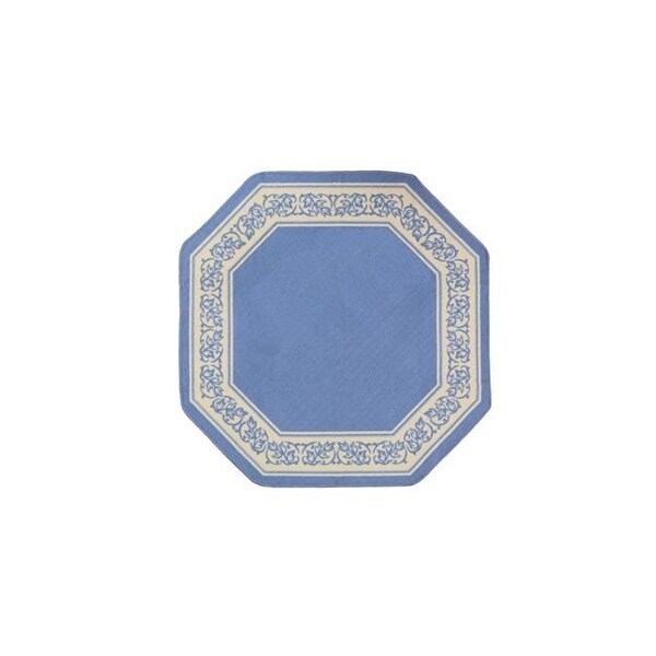 Madison Industries Madison Industries FLO-54X54-BL 54 x 54 in. Floral Border Octagon Accent Rug - Blue - FLO-54X54-BL