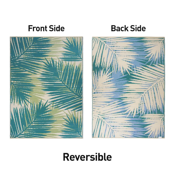World Rug Gallery Tropical Floral Reversible Plastic 3'x5' Green Outdoor Rug - 6051GREEN3X5