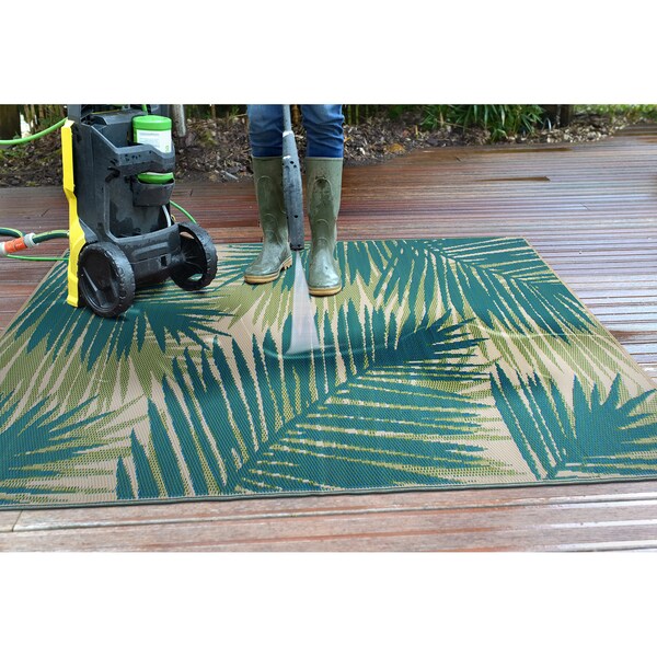 World Rug Gallery Tropical Floral Reversible Plastic 3'x5' Green Outdoor Rug - 6051GREEN3X5