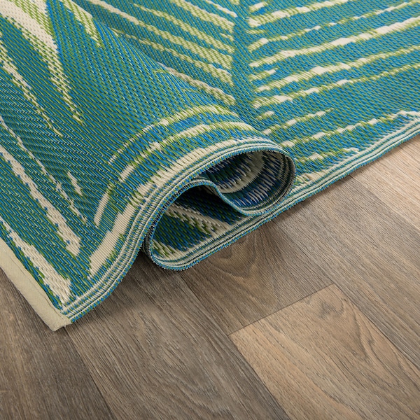 World Rug Gallery Tropical Floral Reversible Plastic 3'x5' Green Outdoor Rug - 6051GREEN3X5