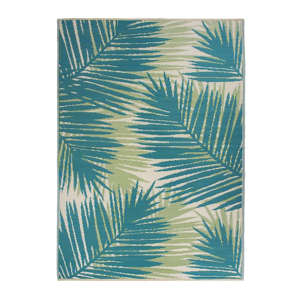 World Rug Gallery Tropical Floral Reversible Plastic 3'x5' Green Outdoor Rug - 6051GREEN3X5