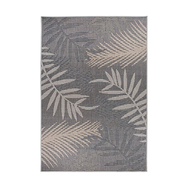 World Rug Gallery Bahama Palm Frond Indoor/Outdoor Non-Shedding Area Rug 5' x7' Gray - 430GRAY5X7