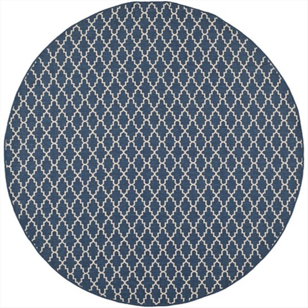 Safavieh 4 Ft. X 4 Ft. Round Indoor-Outdoor Courtyard- Navy And Beige- Machine Made Rug - CY6919-268-4R