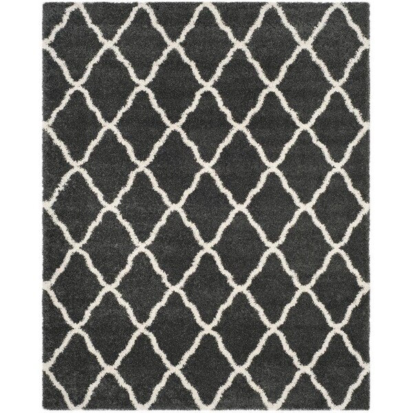 Flowers First 6 x 9 ft. Hudson Shag Power Loomed Rug, Dark Grey & Ivory - Medium Rectangle - FL1889489