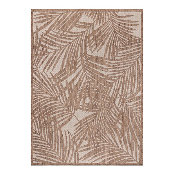 World Rug Gallery Contemporary Palm Leaf Textured Flat Weave Indoor/Outdoor Area Rug 5' x 7' Brown - 118BROWN5X7