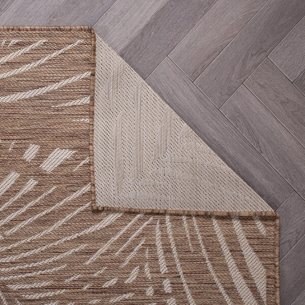 World Rug Gallery Contemporary Palm Leaf Textured Flat Weave Indoor/Outdoor Area Rug 5' x 7' Brown - 118BROWN5X7