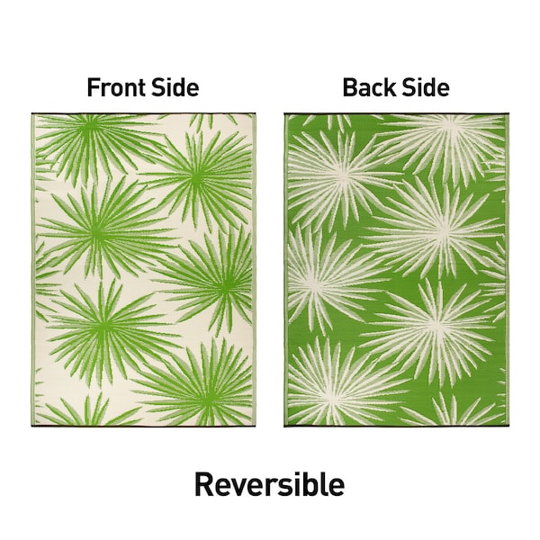 World Rug Gallery Floral Tropical Reversible Recycled Plastic 3' X 5' Green Outdoor Rug - 6075GREEN3X5