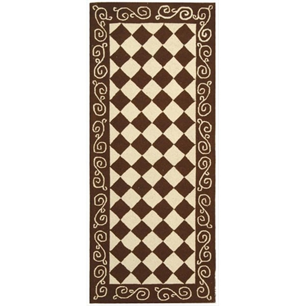 Safavieh 2 ft. 6 in. x 6 ft. Runner Transitional Chelsea Brown and Ivory Hand Hooked Rug - HK711B-26