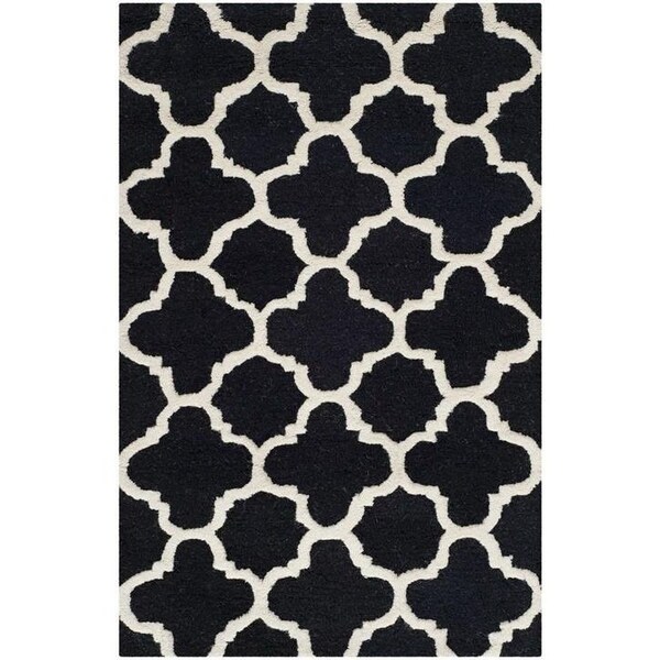 Safavieh Cambridge Hand Tufted Runner Rug- Black - Ivory- 2 ft. 6 in. x 6 ft. - CAM130E-26