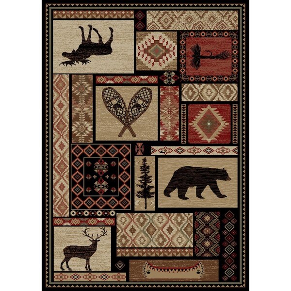 Mayberry Rug 2 ft. 3 in. x 7 ft. 7 in. Lodge King Patchwork Area Rug Multi Color - LK6913 2X8