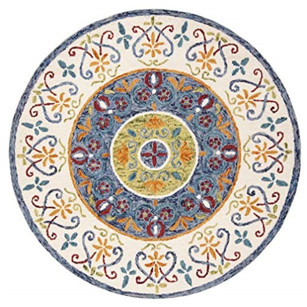Safavieh 4 x 4 ft. Novelty Round Hand-Tufted Rug Blue & Ivory - NOV601M-4R