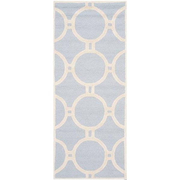 Safavieh Cambridge Hand Tufted Runner Rug- Light Blue - Ivory- 2 ft. 6 in. x 4 ft. - CAM145A-24